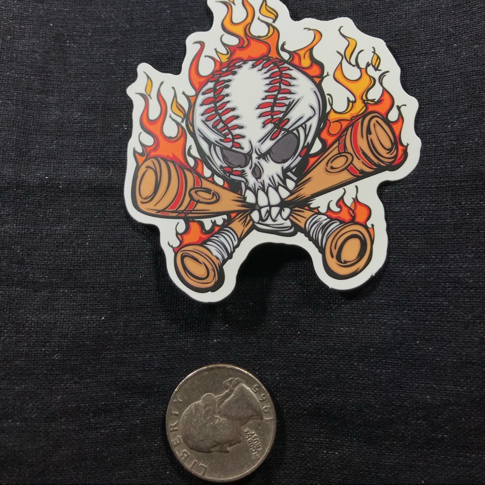 Baseball Skull Single Decor Accent Sticker - Picture 2 of 2